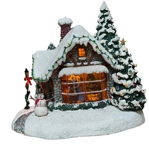 VTG Thomas Kinkade Stillwater Cottage Christmas Village House Teleflora Light Up
